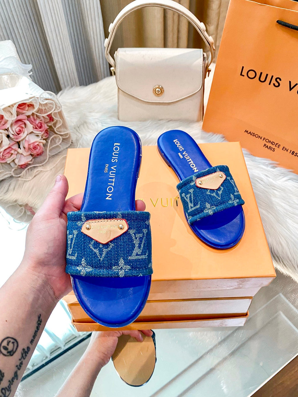 Louis Vuitton Monogram Denim Slide
