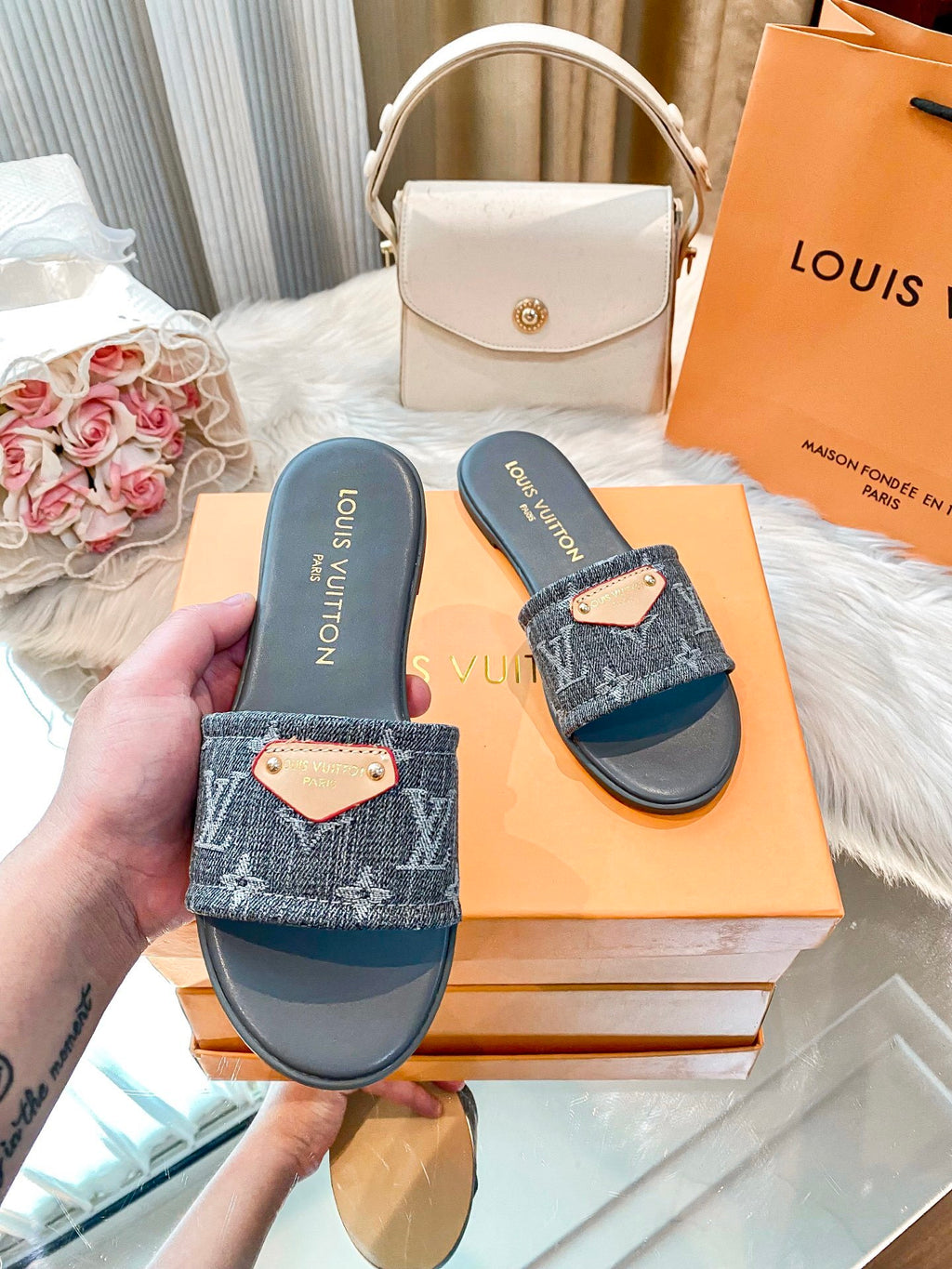Louis Vuitton Monogram Denim Slide